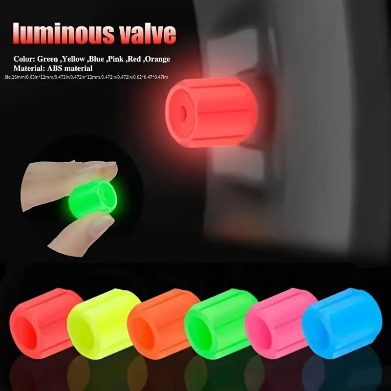 Bouchons de valve lumineux - 8 pièces, universels pour vélos, motos et voitures - Construction en plastique durable, étanche et anti-poussière, visibilité et sécurité accrues