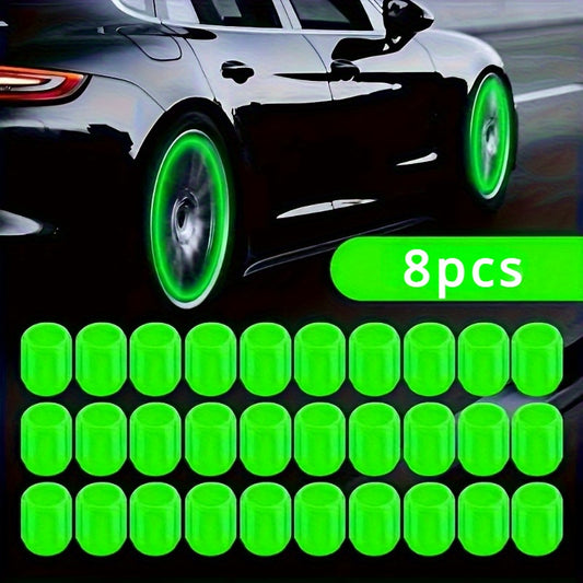 Bouchons de valve lumineux - 8 pièces, universels pour vélos, motos et voitures - Construction en plastique durable, étanche et anti-poussière, visibilité et sécurité accrues