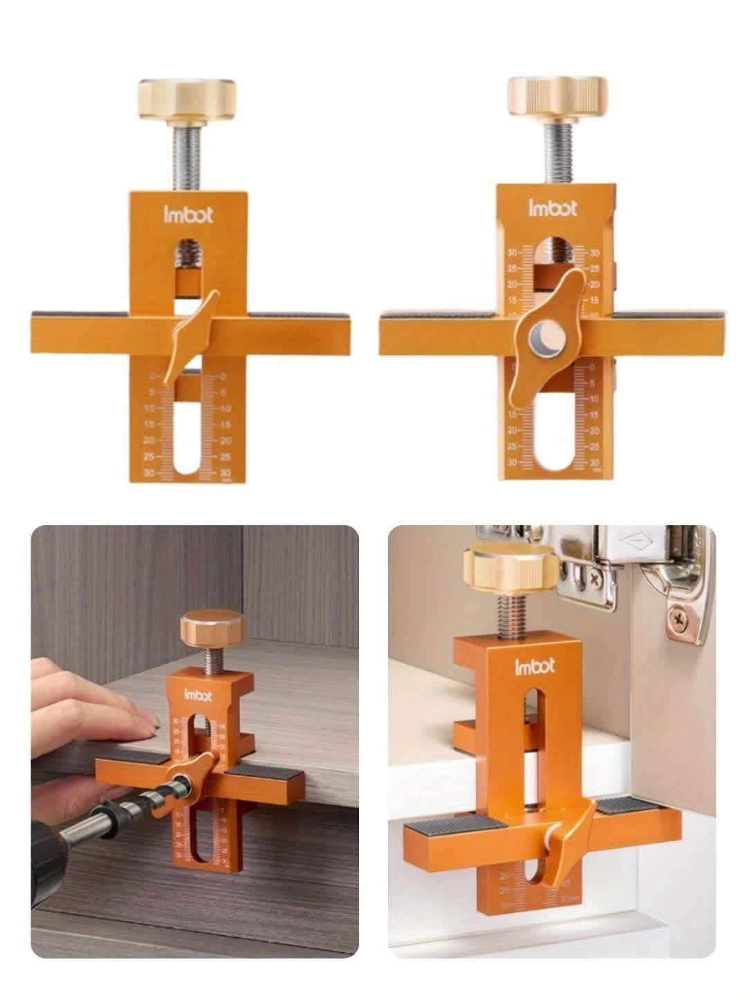 Adjustable Cabinet Door Installation Clamp - Portable, Rust-Resistant Aluminum Alloy Positioning Tool with Hole Punching Capability for Precise, Efficient Woodworking in Homes & Offices, Carpentry Hand Tool | Rustresistant Cl