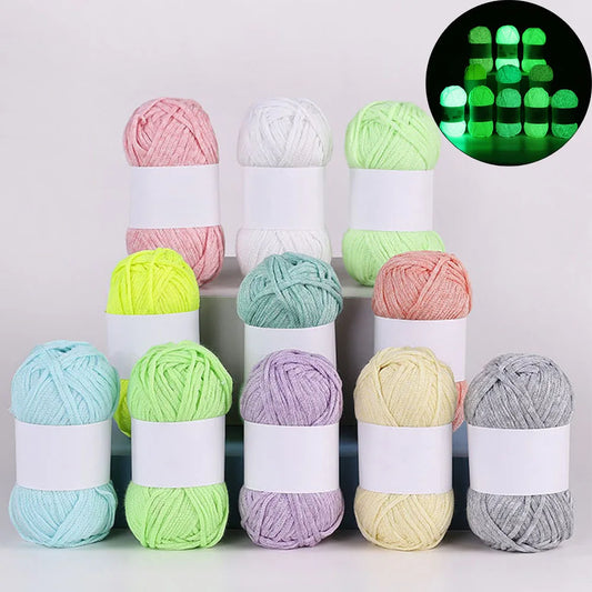 50g/Ball 4mm 80 Meters Luminous Yarn Fluorescent Glow in The Dark Yarn for DIY Arts Crafts Knitting Sweater Hat Scarf Thread