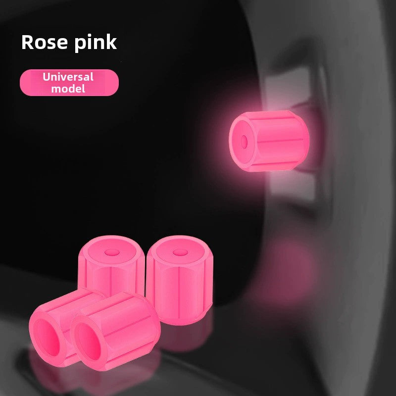 Luminous Tire Valve Stem Caps - 8pcs Universal Glow-in-the-Dark Wheel Valve Covers for Bikes Motorcycles Cars - Durable Dust-Proof Leak-Proof Plastic Construction with Enhanced Visibility and Safety
