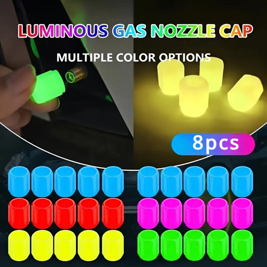 Bouchons de valve lumineux - 8 pièces, universels pour vélos, motos et voitures - Construction en plastique durable, étanche et anti-poussière, visibilité et sécurité accrues